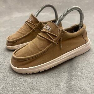 Hey Dude Wally Youth Tan Slip On Shoe US Youth Size 3 Ladies Size 4